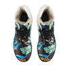 Tropical Palm Leaves Hawaiian Flower Faux Fur Leather Boots