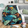 Tropical Palm Leaves Hawaiian Flower Fleece Blanket