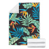 Tropical Palm Leaves Hawaiian Flower Fleece Blanket