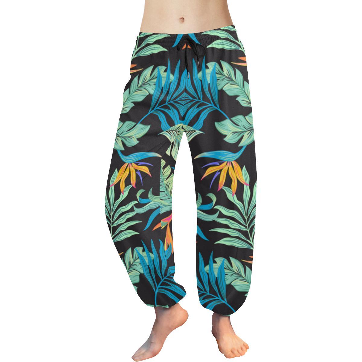 Tropical Palm Leaves Hawaiian Flower Harem Pants
