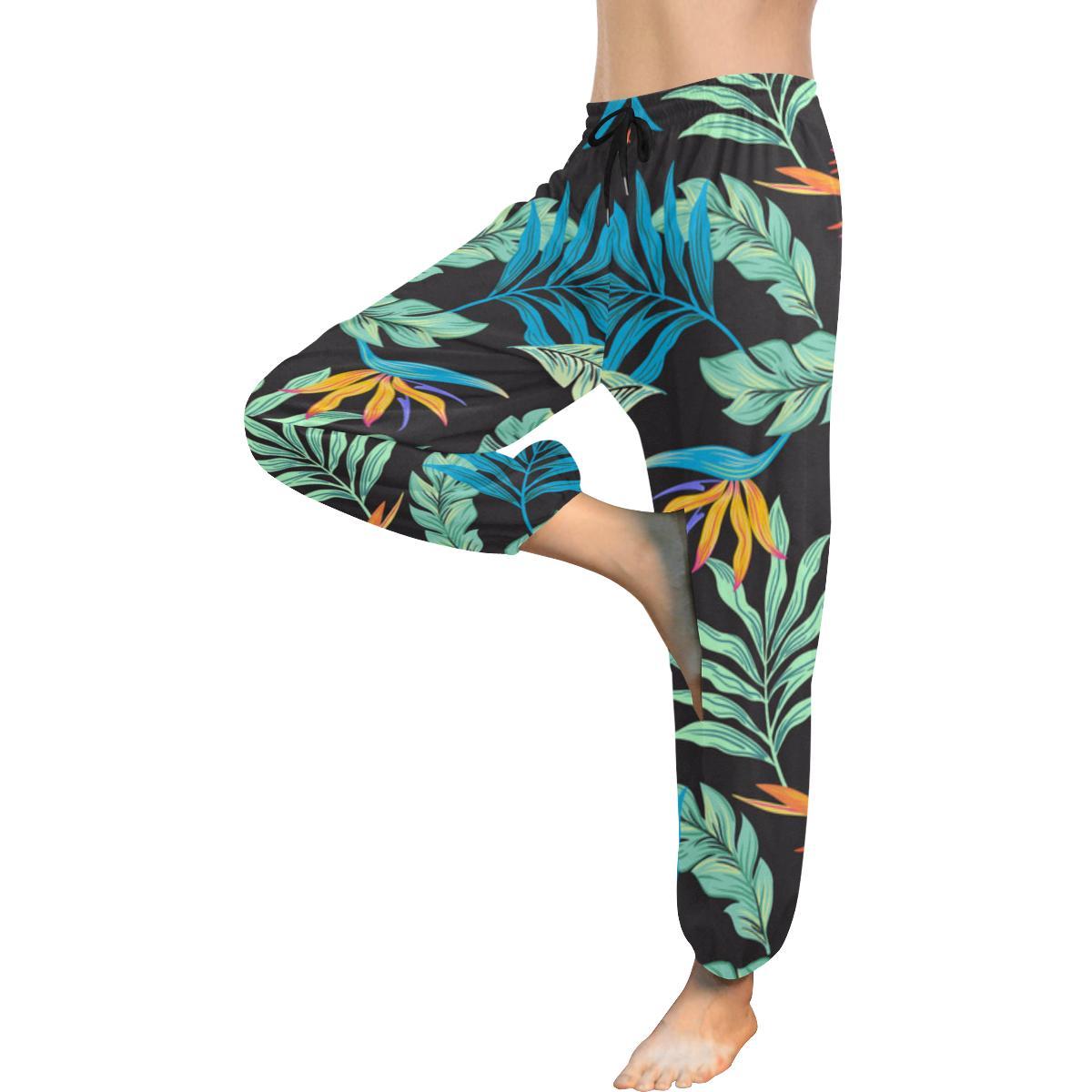 Tropical Palm Leaves Hawaiian Flower Harem Pants