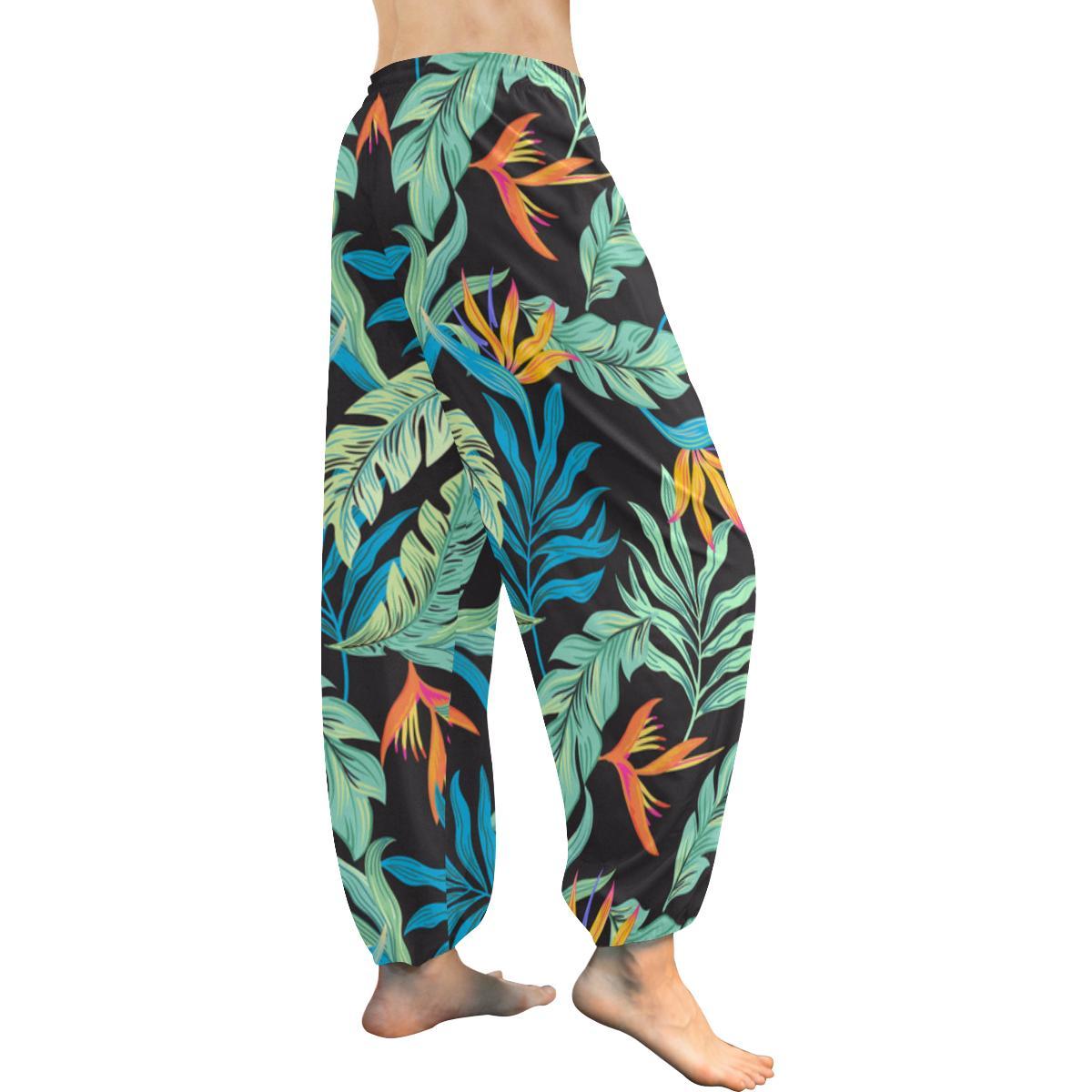 Tropical Palm Leaves Hawaiian Flower Harem Pants