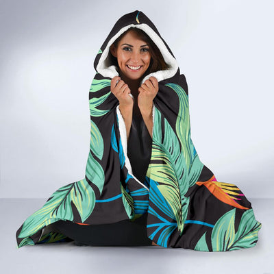 Tropical Palm Leaves Hawaiian Flower Hooded Blanket-JORJUNE.COM