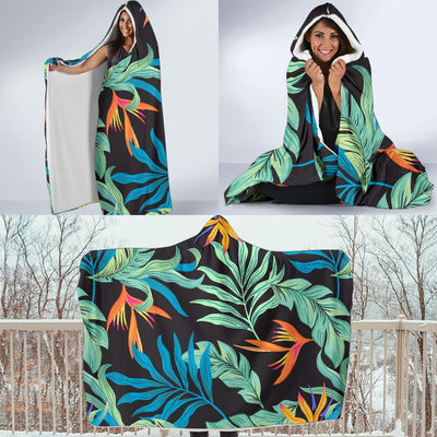 Tropical Palm Leaves Hawaiian Flower Hooded Blanket-JORJUNE.COM