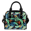 Tropical Palm Leaves Hawaiian Flower Leather Shoulder Handbag