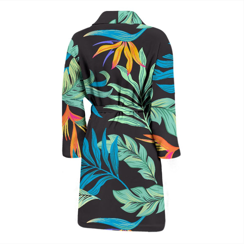 Tropical Palm Leaves Hawaiian Flower Men Bath Robe