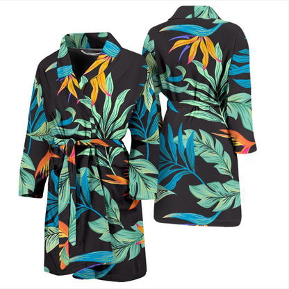 Tropical Palm Leaves Hawaiian Flower Men Bath Robe