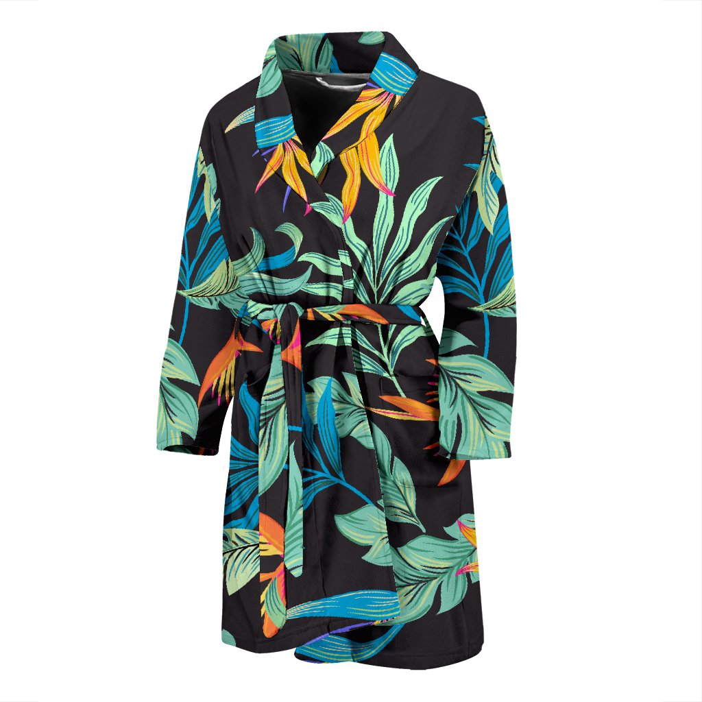 Tropical Palm Leaves Hawaiian Flower Men Bath Robe