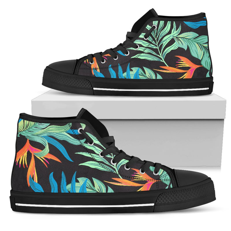 Tropical Palm Leaves Hawaiian Flower Men High Top Shoes