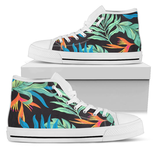 Tropical Palm Leaves Hawaiian Flower Men High Top Shoes