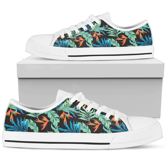 Tropical Palm Leaves Hawaiian Flower Men Low Top Canvas Shoes