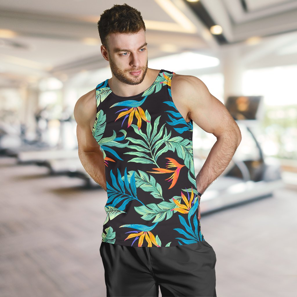 Tropical Palm Leaves Hawaiian Flower Men Tank Top