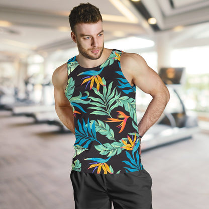 Tropical Palm Leaves Hawaiian Flower Men Tank Top