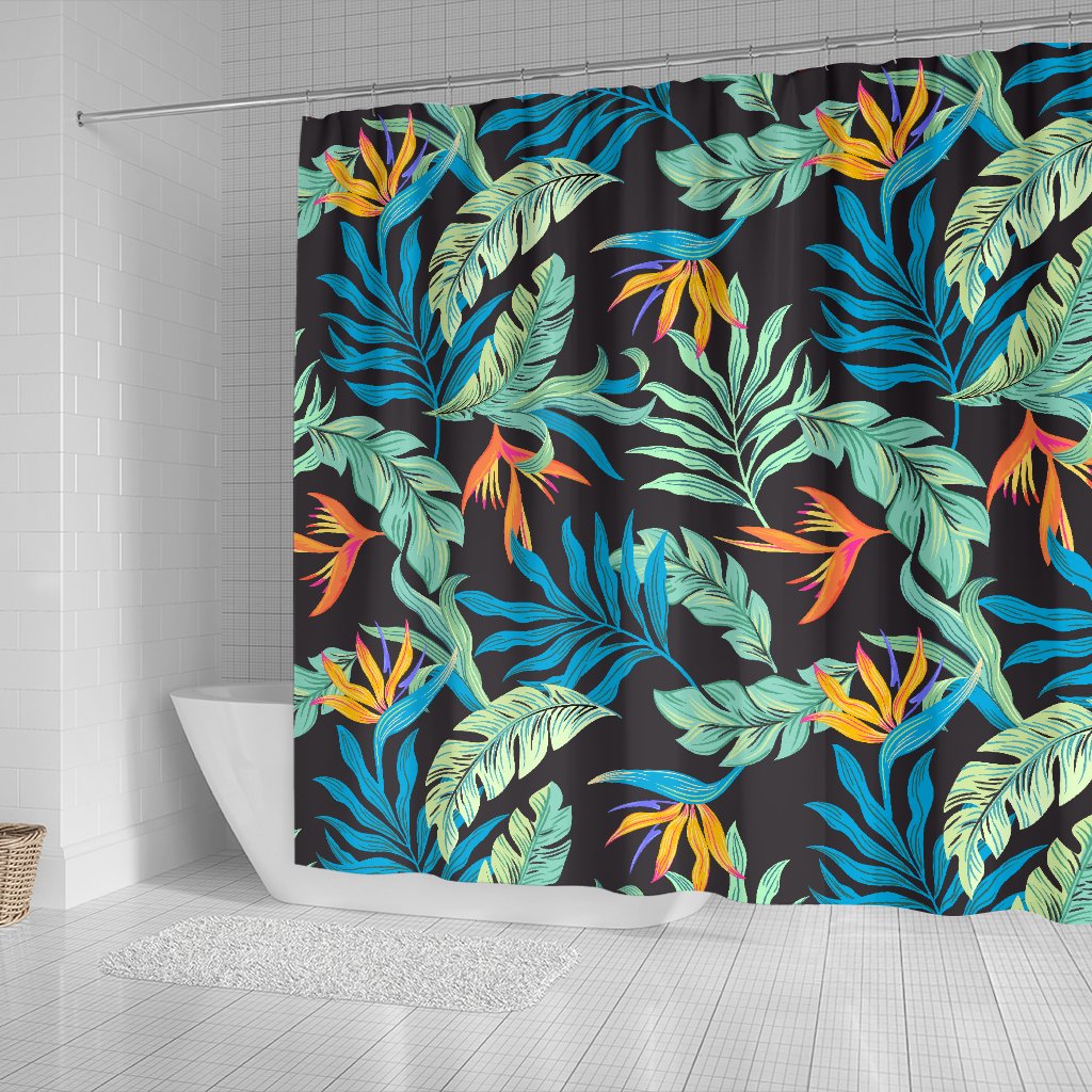 Tropical Palm Leaves Hawaiian Flower Shower Curtain
