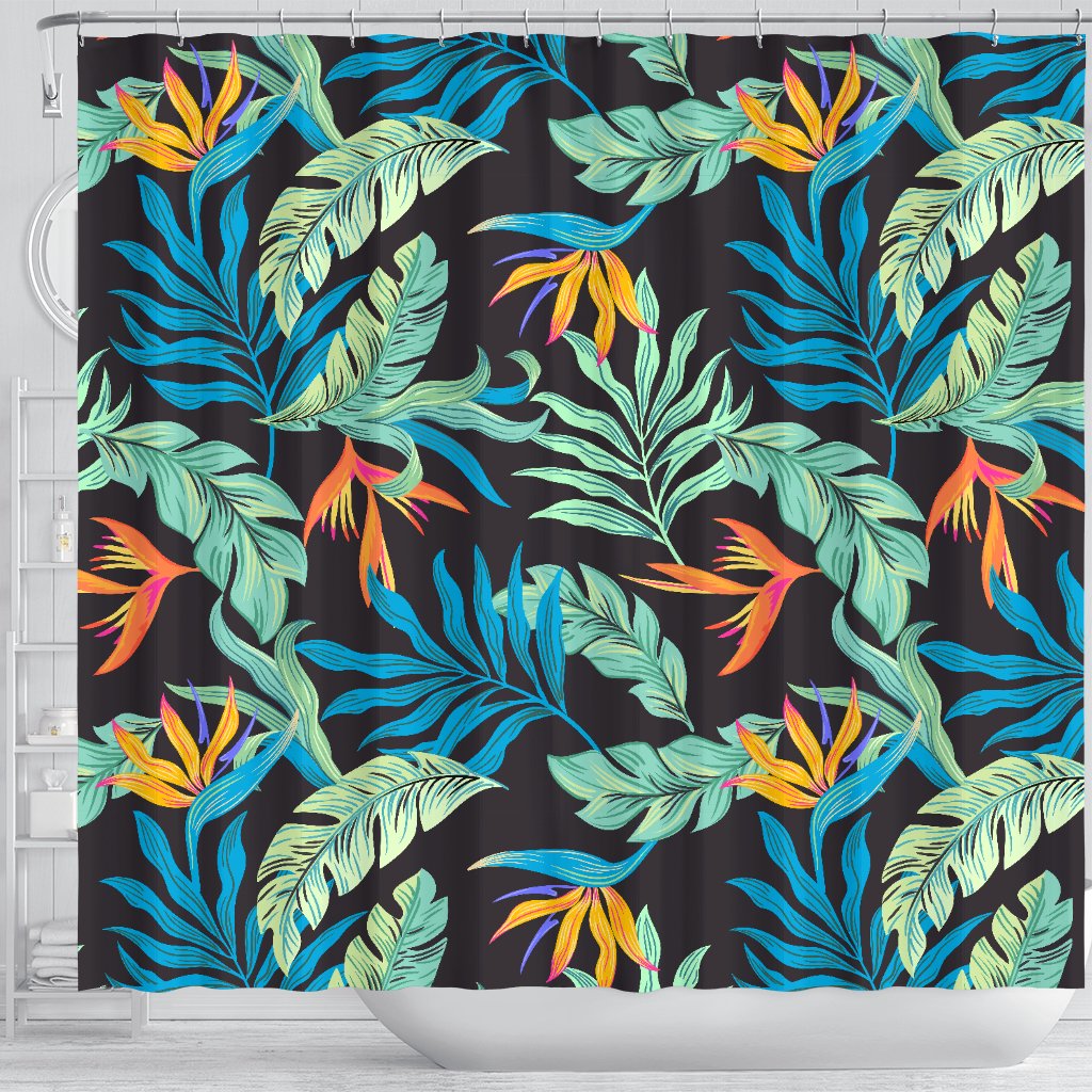 Tropical Palm Leaves Hawaiian Flower Shower Curtain