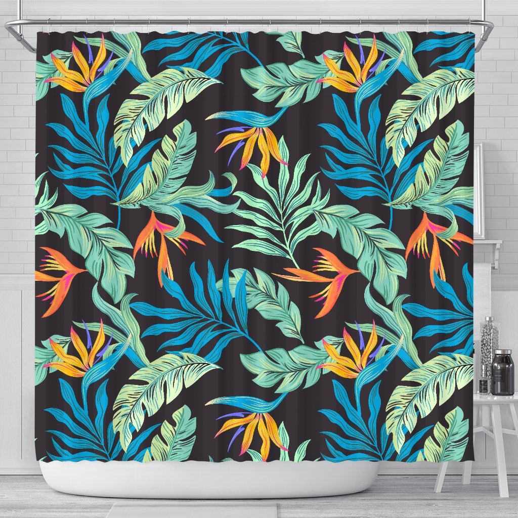 Tropical Palm Leaves Hawaiian Flower Shower Curtain