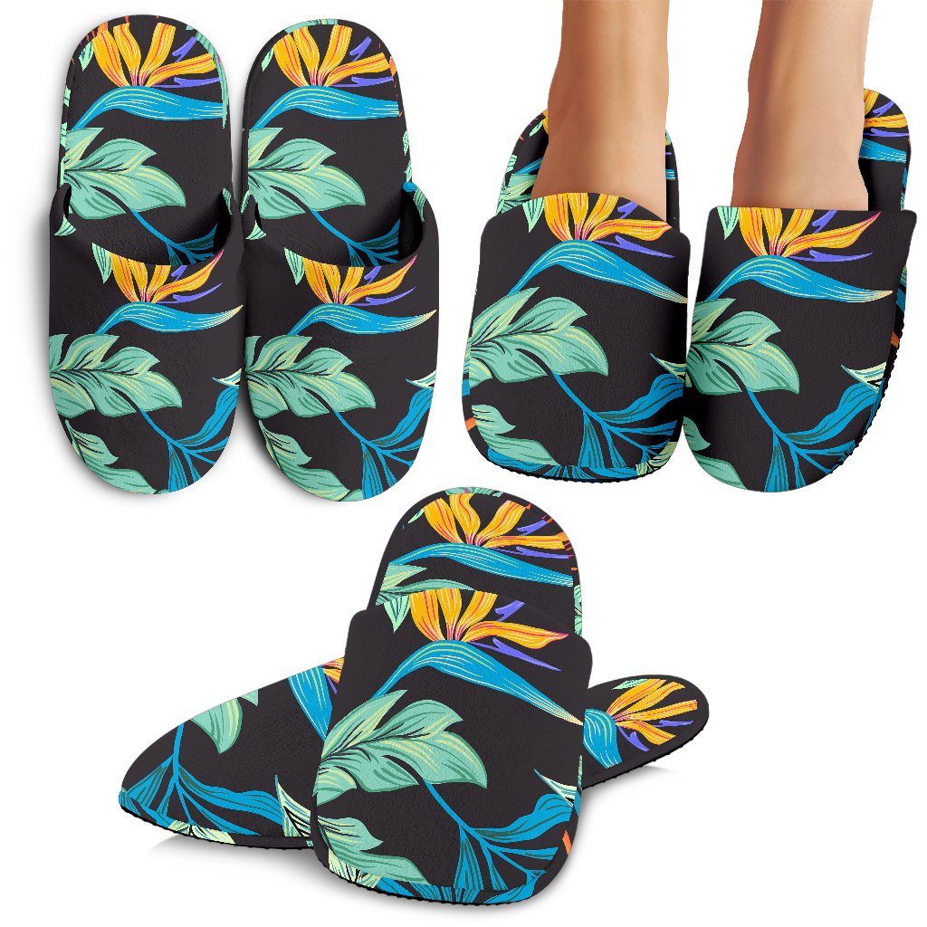 Tropical Palm Leaves Hawaiian Flower Slippers