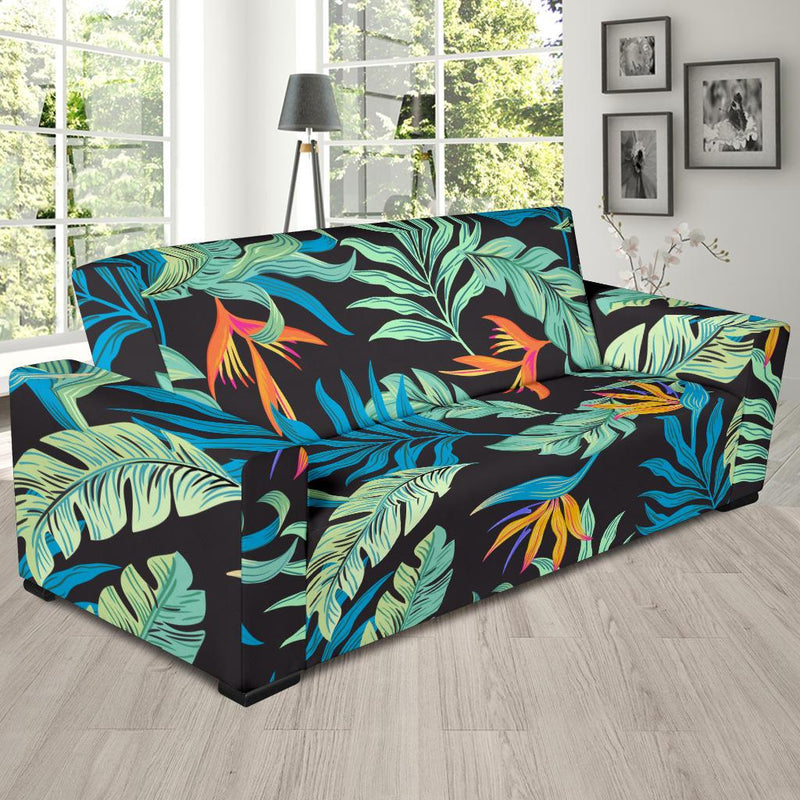 Tropical Palm Leaves Hawaiian Flower Sofa Slipcover-JORJUNE.COM