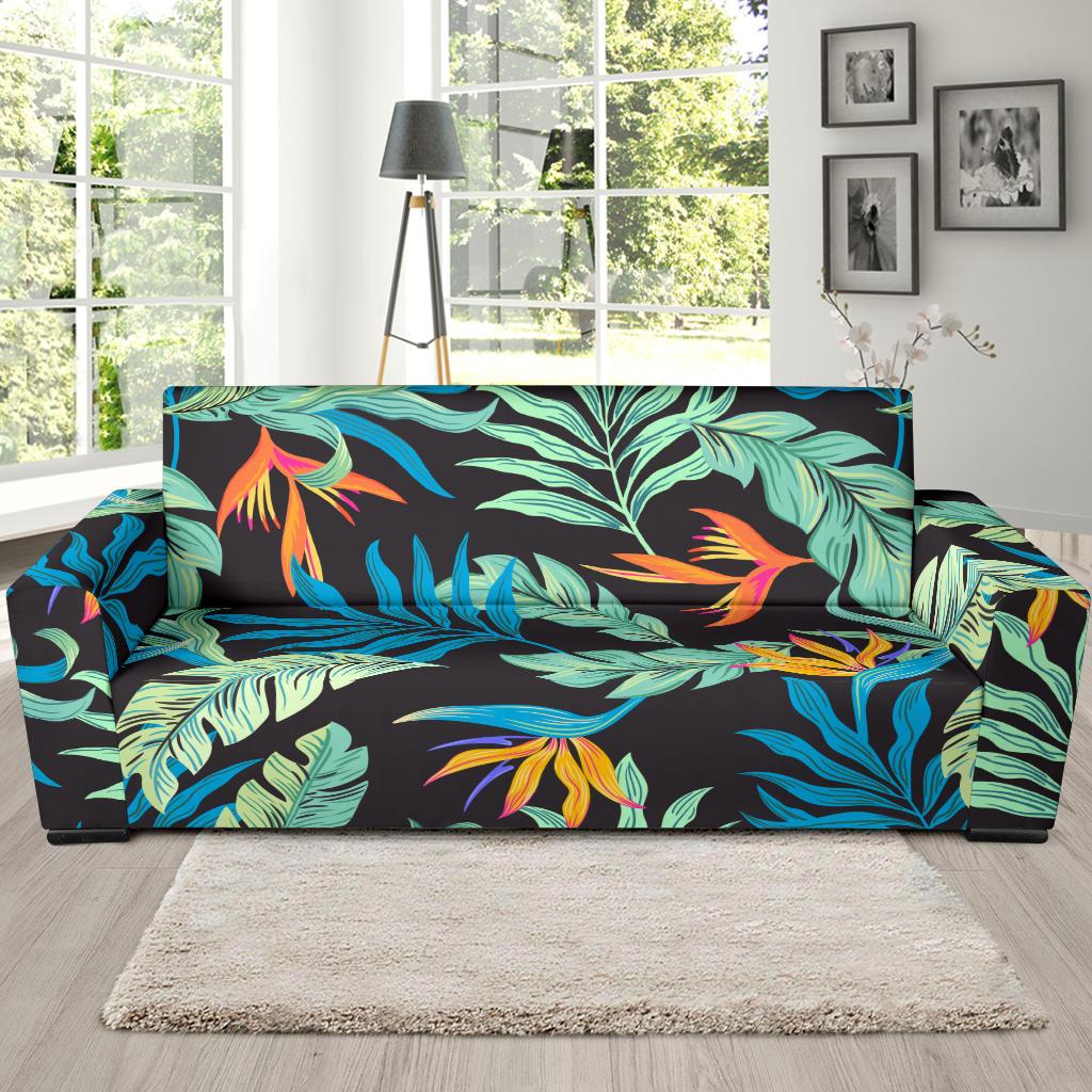 Tropical Palm Leaves Hawaiian Flower Sofa Slipcover-JORJUNE.COM