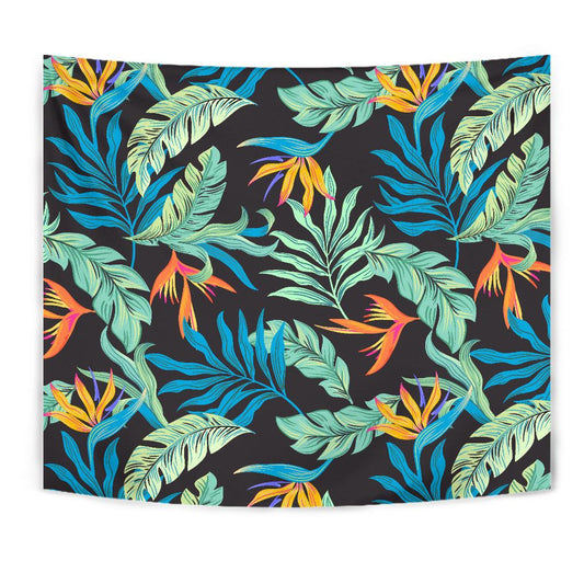 Tropical Palm Leaves Hawaiian Flower Tapestry