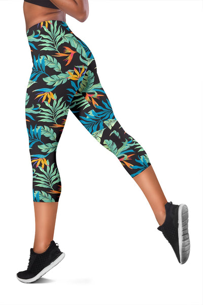 Tropical Palm Leaves Hawaiian Flower Women Capris