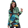 Tropical Palm Leaves Hawaiian Flower Women Hoodie Dress