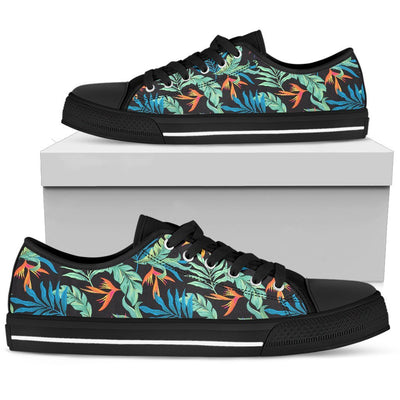 Tropical Palm Leaves Hawaiian Flower Women Low Top Canvas Shoes