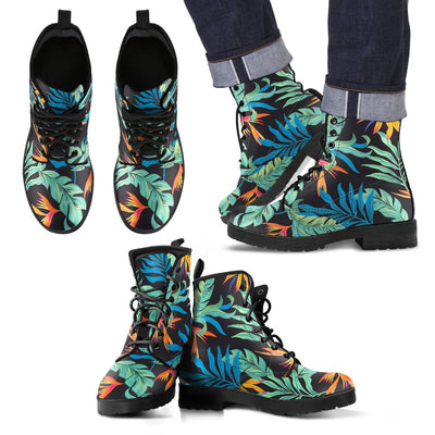 Tropical Palm Leaves Hawaiian Flower Women & Men Leather Boots