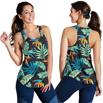 Tropical Palm Leaves Hawaiian Flower Women Racerback Tank Top