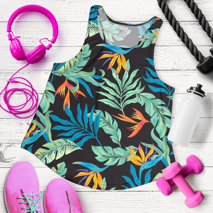 Tropical Palm Leaves Hawaiian Flower Women Racerback Tank Top