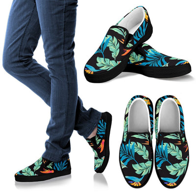 Tropical Palm Leaves Hawaiian Flower Women Slip On Shoes