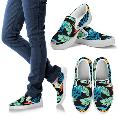 Tropical Palm Leaves Hawaiian Flower Women Slip On Shoes