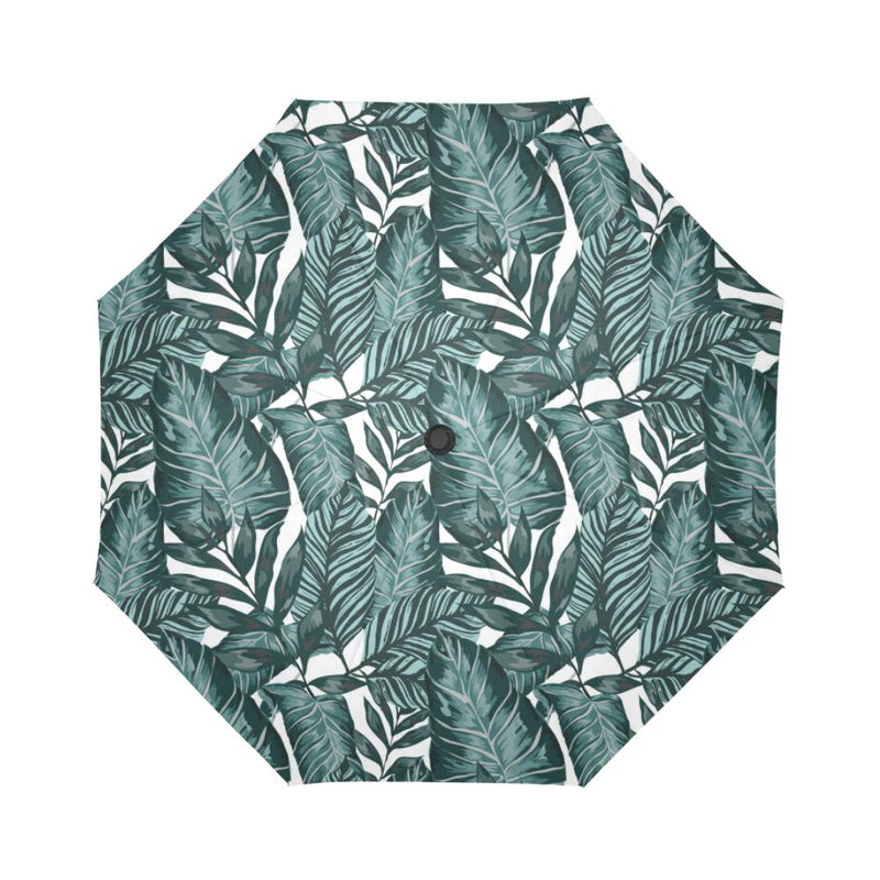 Tropical Palm Leaves Pattern Automatic Foldable Umbrella