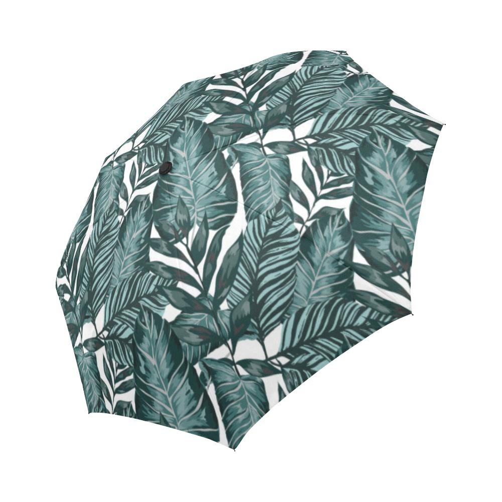 Tropical Palm Leaves Pattern Automatic Foldable Umbrella