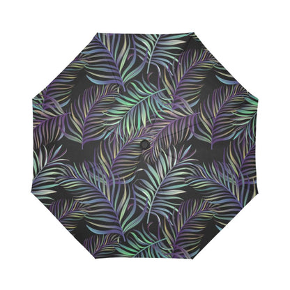Tropical Palm Leaves Pattern Brightness Automatic Foldable Umbrella