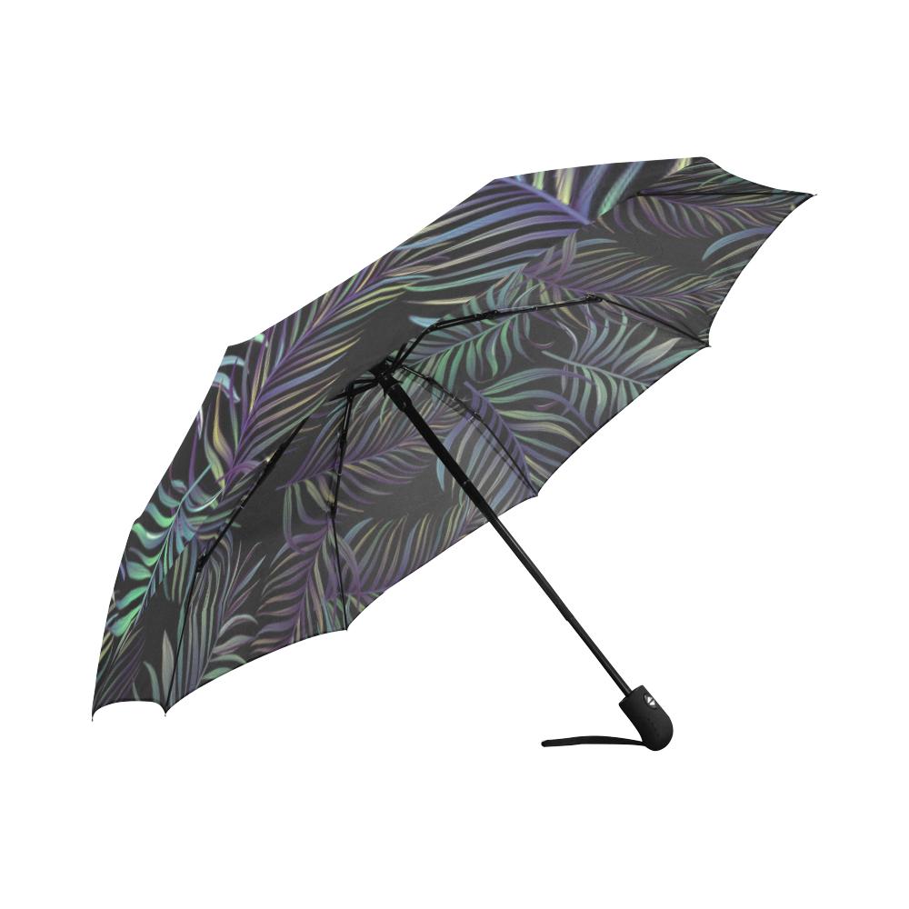 Tropical Palm Leaves Pattern Brightness Automatic Foldable Umbrella
