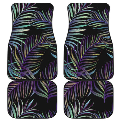 Tropical Palm Leaves Pattern Brightness Front and Back Car Floor Mats