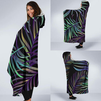 Tropical Palm Leaves Pattern Brightness Hooded Blanket-JORJUNE.COM