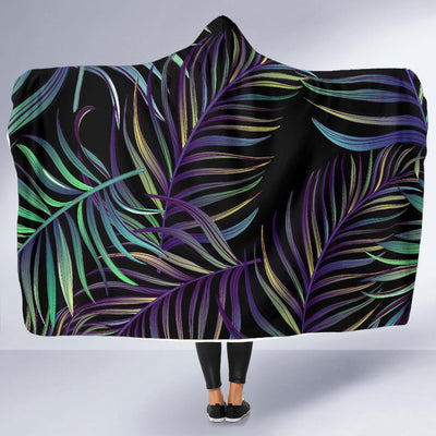 Tropical Palm Leaves Pattern Brightness Hooded Blanket-JORJUNE.COM