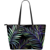 Tropical Palm Leaves Pattern Brightness Large Leather Tote Bag