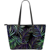 Tropical Palm Leaves Pattern Brightness Large Leather Tote Bag
