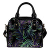 Tropical Palm Leaves Pattern Brightness Leather Shoulder Handbag