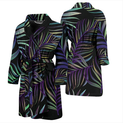 Tropical Palm Leaves Pattern Brightness Men Bath Robe