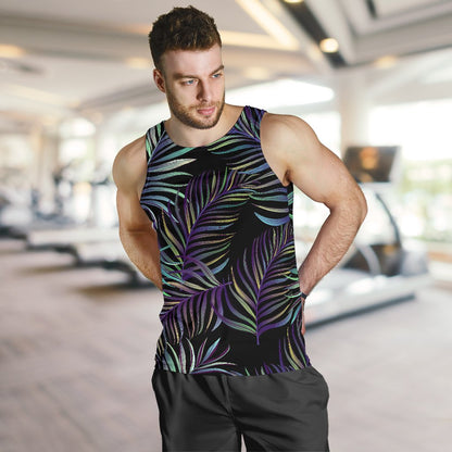 Tropical Palm Leaves Pattern Brightness Men Tank Top