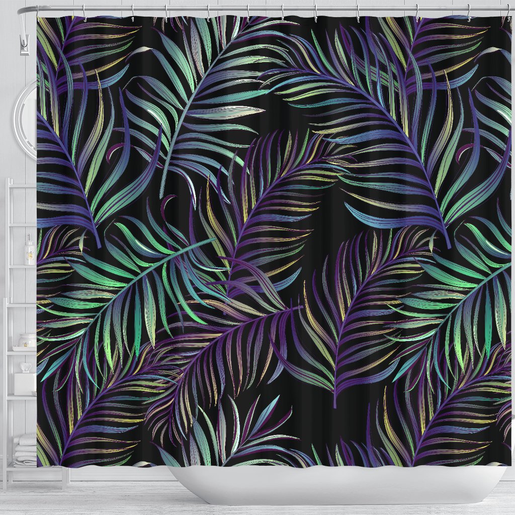 Tropical Palm Leaves Pattern Brightness Shower Curtain