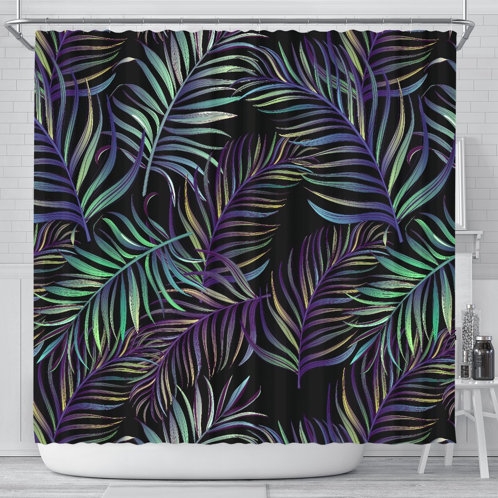 Tropical Palm Leaves Pattern Brightness Shower Curtain