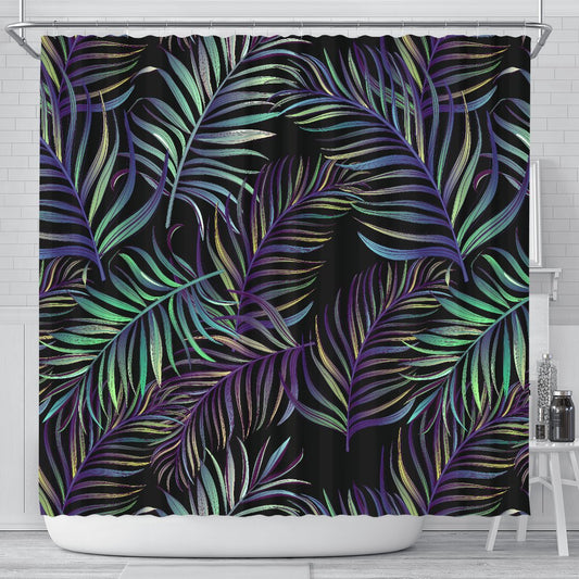 Tropical Palm Leaves Pattern Brightness Shower Curtain