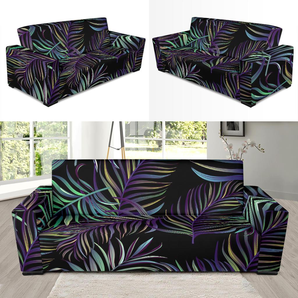 Tropical Palm Leaves Pattern Brightness Sofa Slipcover-JORJUNE.COM
