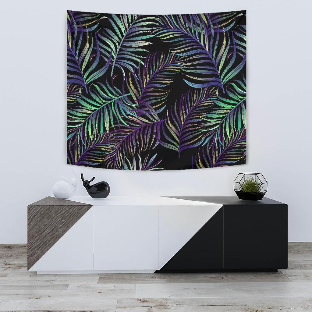 Tropical Palm Leaves Pattern Brightness Tapestry