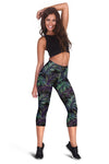 Tropical Palm Leaves Pattern Brightness Women Capris